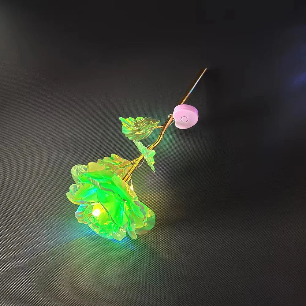 2PCS LED 24K Foil Plated Rose Artifical Flower Gift Set