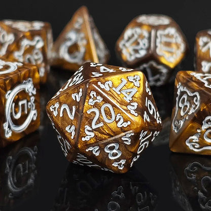 7PCS DND Dragon Pattern Polyhedral Dice Set