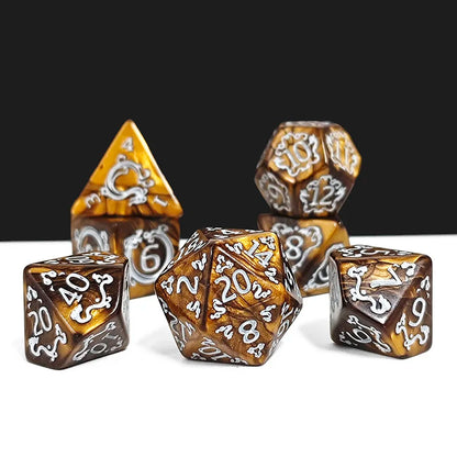 7PCS DND Dragon Pattern Polyhedral Dice Set