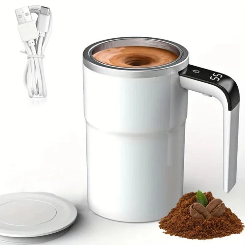 Electric Self-Mixing Coffee Mug with Digital Display