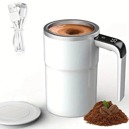 Electric Self-Mixing Coffee Mug with Digital Display