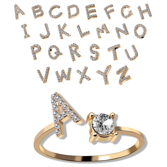 Fashion A–Z Initial Letter Ring