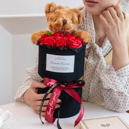 Valentine's Day Gift for Her Rose Bouquet with Cute Bear