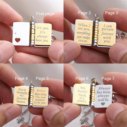 “My Love” Engraved Book Locket Necklace