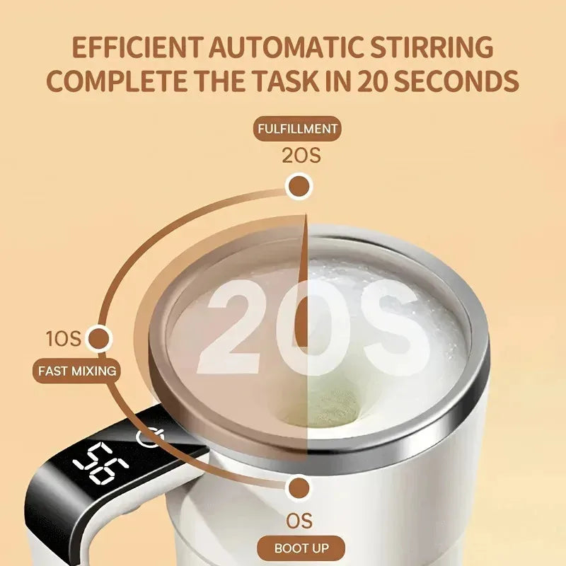 Electric Self-Mixing Coffee Mug with Digital Display