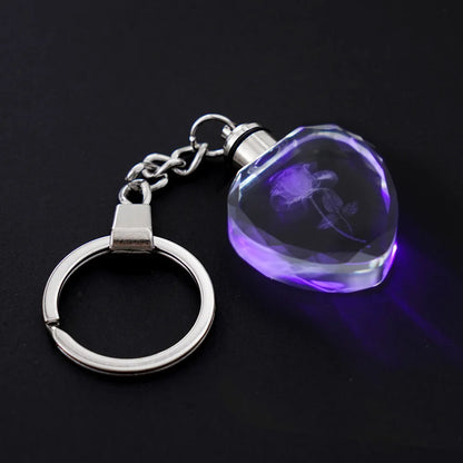 Colorful Fairy Rose LED Crystal Keychain
