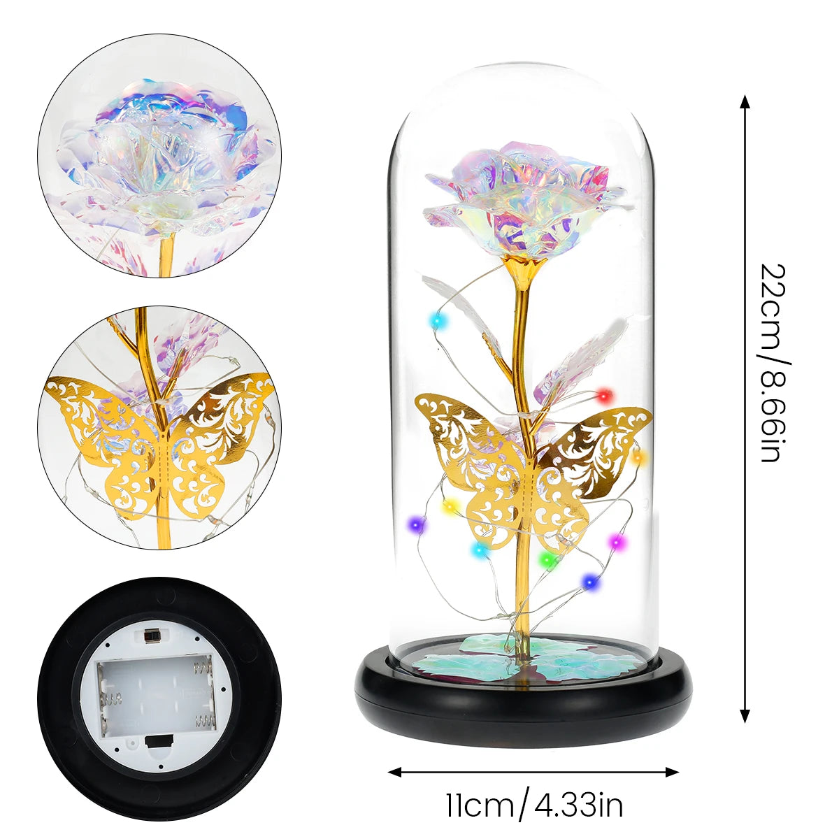 Galaxy Rose LED Lamp with Butterfly