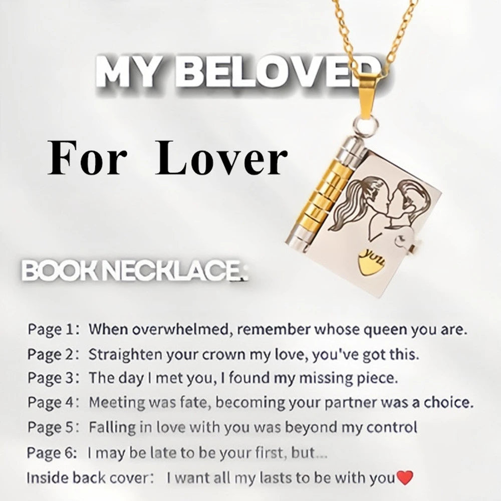 “My Love” Engraved Book Locket Necklace