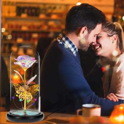 Galaxy Rose LED Lamp with Butterfly