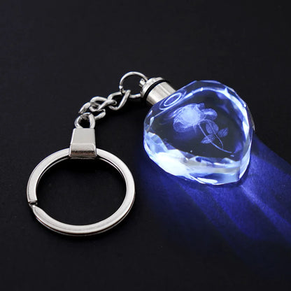 Colorful Fairy Rose LED Crystal Keychain