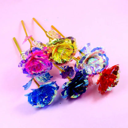 2PCS LED 24K Foil Plated Rose Artifical Flower Gift Set