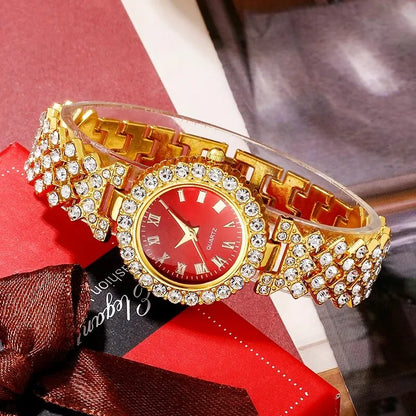 Golden Luxury Watch & Jewelry Set for Women