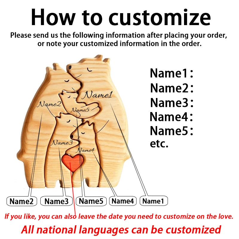 Art Wooden Bear Family Puzzle