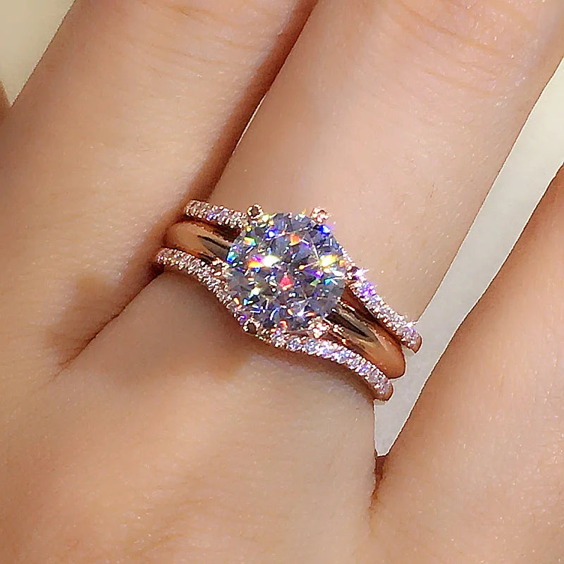 Rose Gold Cubic Zirconia Engagement Ring