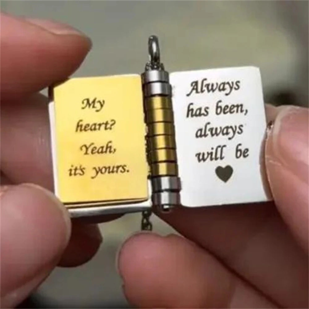 “My Love” Engraved Book Locket Necklace