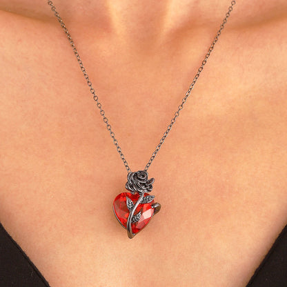 Gothic Rose Red Heart Necklace – Y2K Grunge