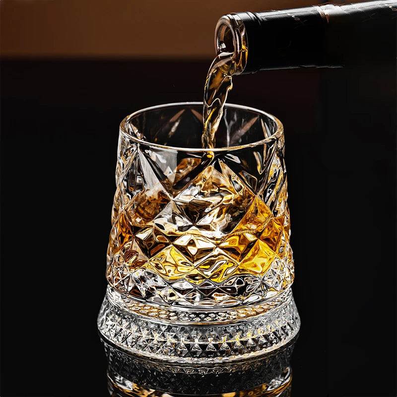 360° Rotating Crystal Whisky Glass