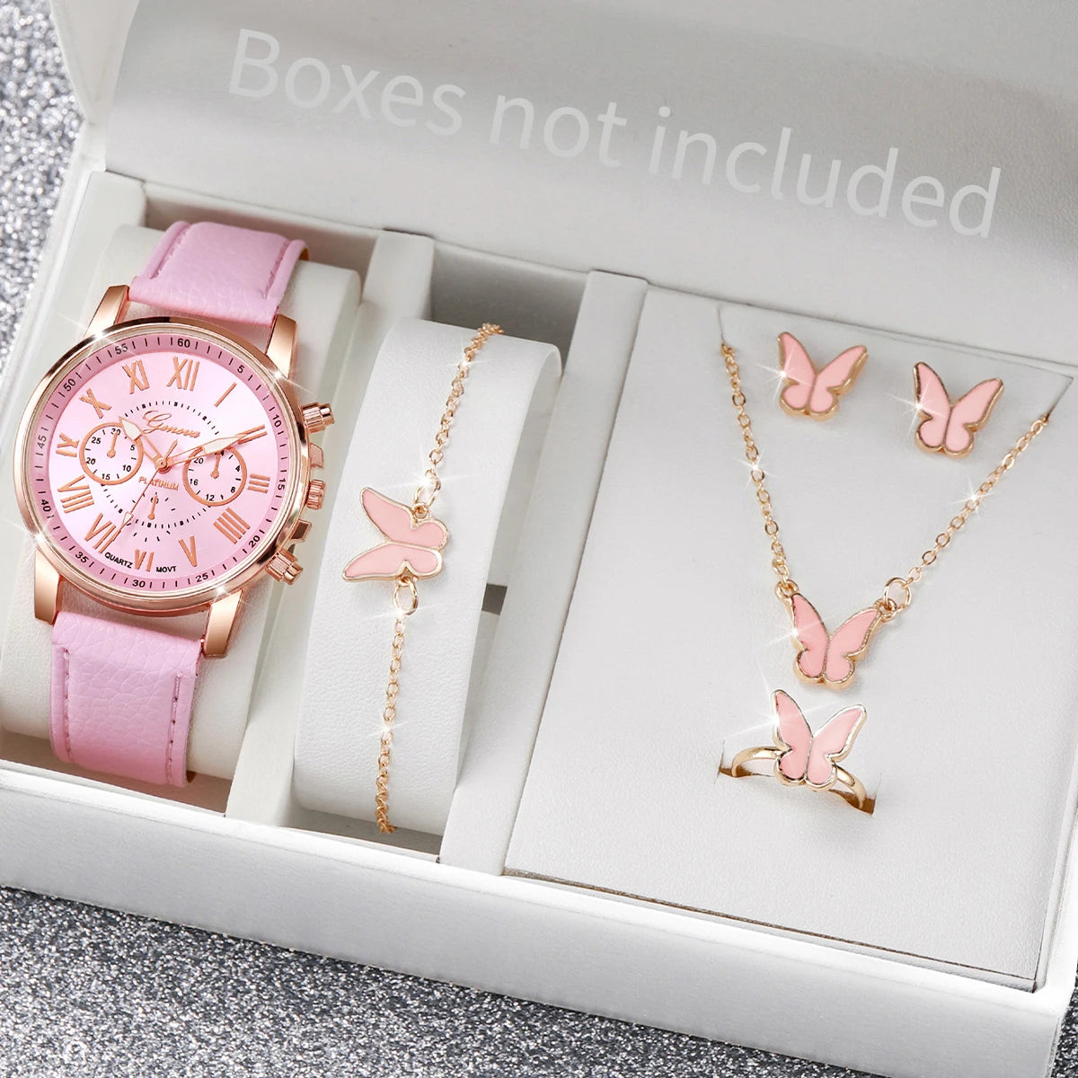 Women’s Quartz Watch & Heart Rhinestone Jewelry Set