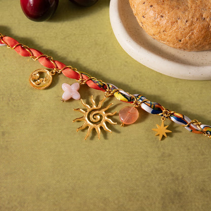 Bohemian Gold Plated Sun & Moon Pendant Necklace