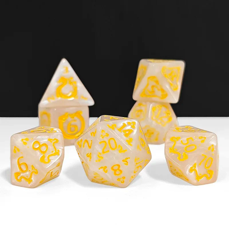 7PCS DND Dragon Pattern Polyhedral Dice Set