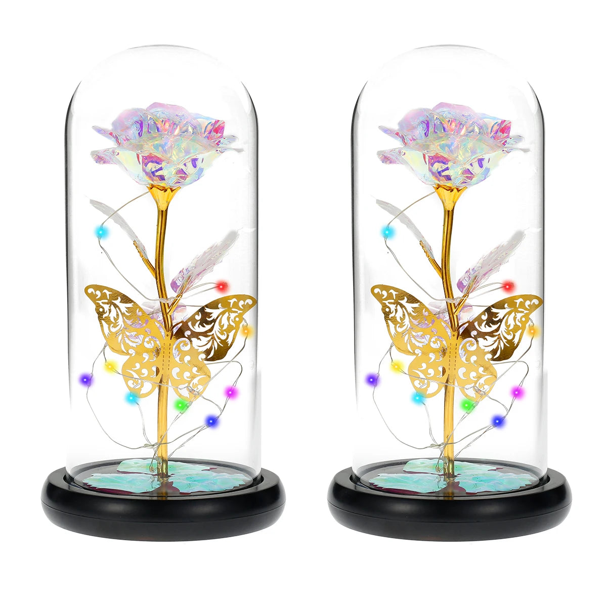 Galaxy Rose LED Lamp with Butterfly