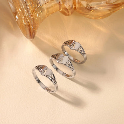 Stainless Steel A–Z Heart Initial Ring – Silver