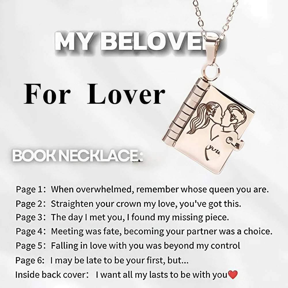 “My Love” Engraved Book Locket Necklace