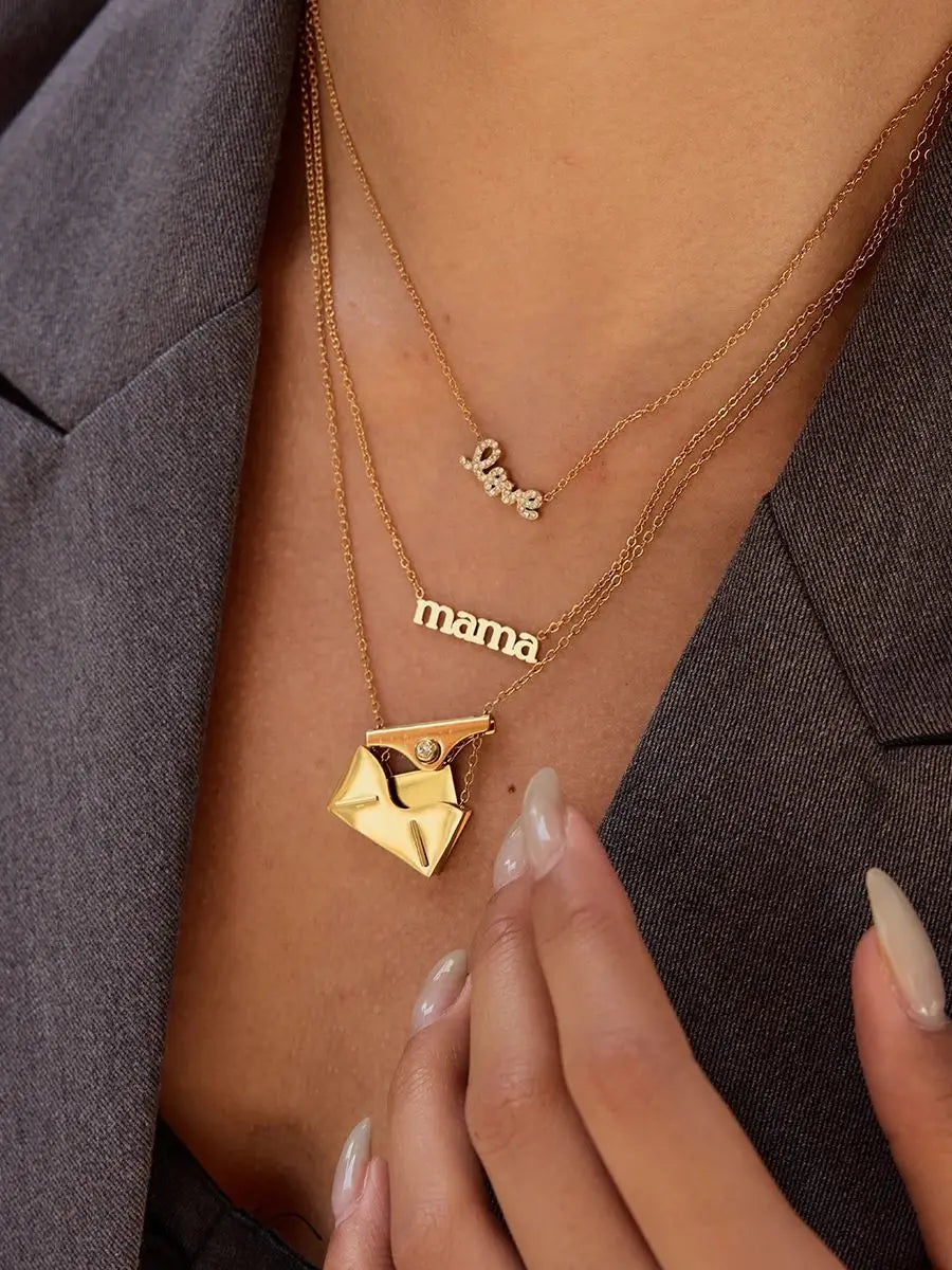 Openable Envelope Pendant Necklace – Collarbone Chain