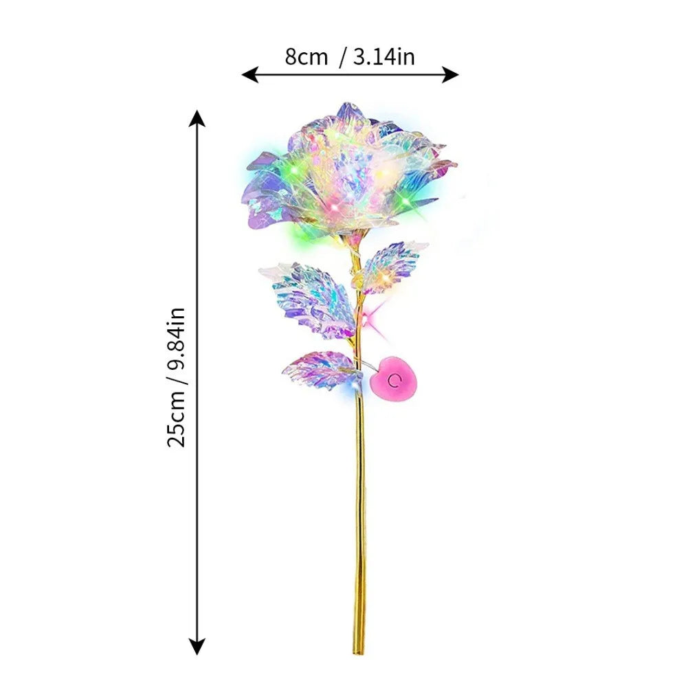 2PCS LED 24K Foil Plated Rose Artifical Flower Gift Set