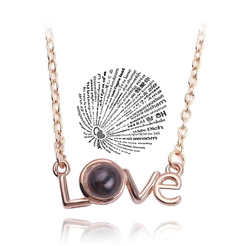 "I Love You" 100 Languages Projection Necklace