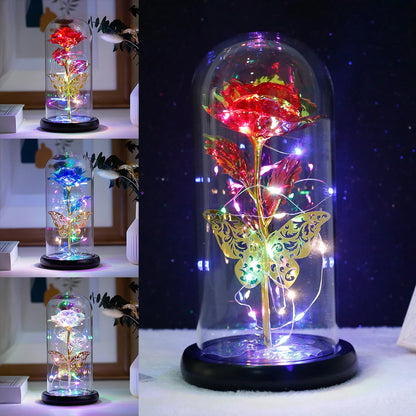 Galaxy Rose LED Lamp with Butterfly