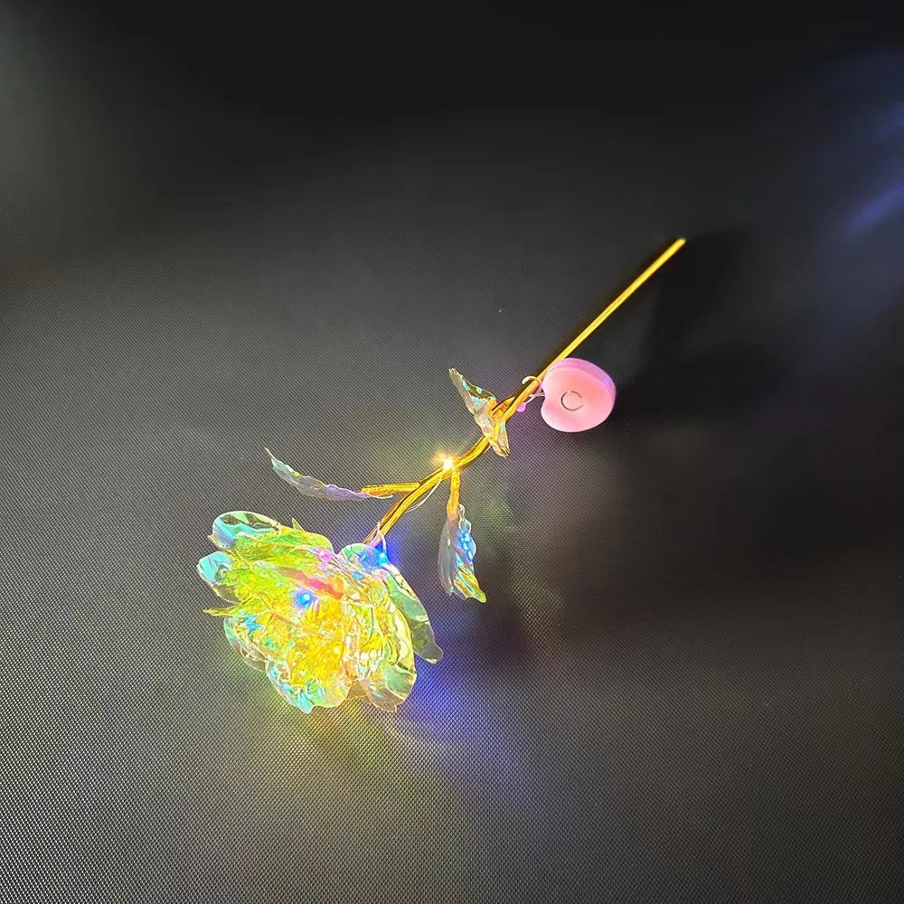 2PCS LED 24K Foil Plated Rose Artifical Flower Gift Set