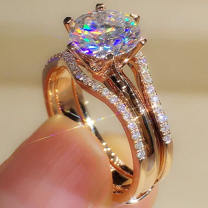 Rose Gold Cubic Zirconia Engagement Ring