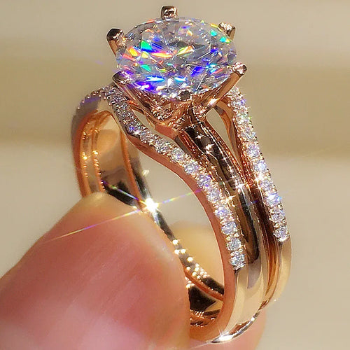 Rose Gold Cubic Zirconia Engagement Ring