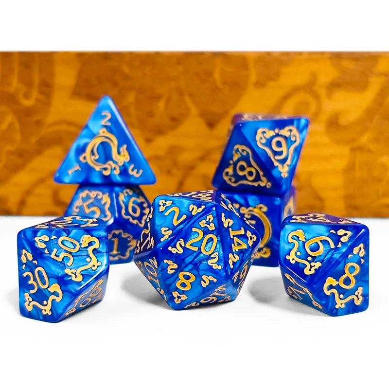 7PCS DND Dragon Pattern Polyhedral Dice Set